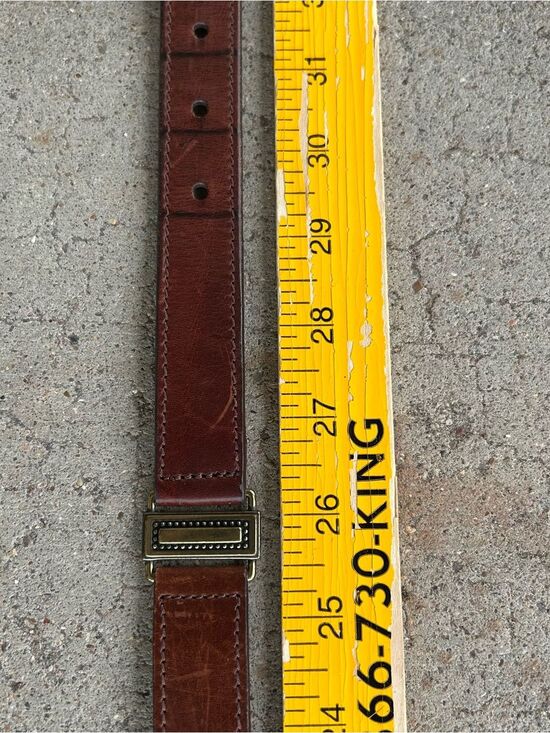 Vintage Fossil Genuine Leather Link Belt Brown Brass Tone Buckle main image 2